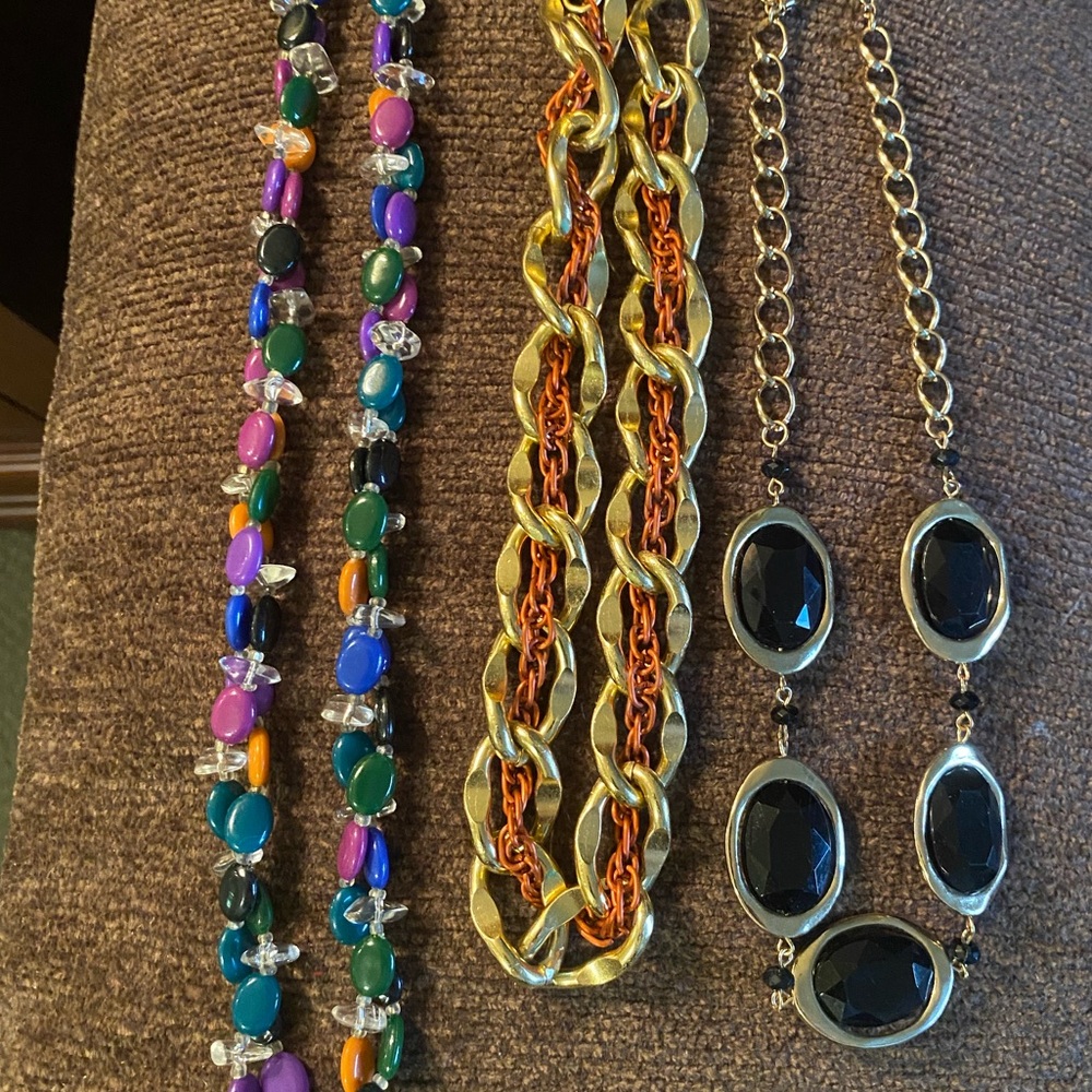 Set of THREE colorful necklaces.